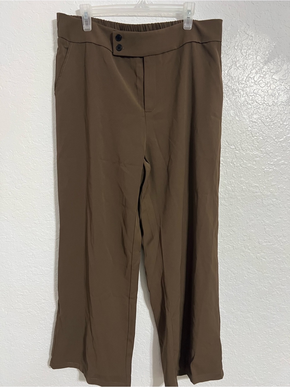 NWT EVALESS Women's Brown Elastic Waist Trouser Pants Size 2XL Straight Leg #564